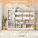 Toy Storage Organizer, 55” Wide Toy Organizers and Storage with 8 Storage Cubbies & 6 Toy Bins, Large Toy Box with Bookshelf, Playroom Storage for Playroom, White by CozyNest Decor