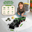 Remote Control Tractor Toy, Kids RC Tractor Set & Truck and Trailer Front Loader - Metal Car Head/8 Wheel/Light, Toddlers Farm Vehicle Toys for 3 4 5 6 7 8 9 Year Old Boys Girls Birthday Gift by GreenHaven Gardens