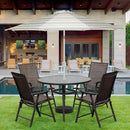 Aoodor Folding Patio Dining Chairs Textilene Fabric, Outdoor Steel Frame for All Weather Use, Fit for Porch, Lawn, Yard, Set of 4, Brown by GreenHaven Gardens