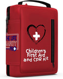 Portable First Aid Kit for Kids with CPR Shield - Ideal for Home, Car, School, Camping, and as a Travel First aid kit. Latex-Free Bandages – Children First Aid Guide by The Life Safety Pro by TinyTreasures Baby Boutique