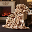 Amélie Home Faux Fur Throw Blanket for Couch, Cozy Fuzzy Fluffy Fur Luxurious Soft Striped Plush Gift Blankets for Family Sofa Chair Bed Living Room Bedroom, 55"x70", Tie-dye Khaki by CozyNest Decor