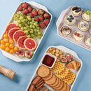 Dizada Large Serving Platter with Handles, 16" x 9" Porcelain Serving Tray, White Rectangular Platters for Entertaining & Serving Food, Serving Trays for Party, Appetizer, Charcuterie - Set of 3 by CozyNest Decor