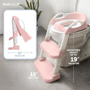 Jool Baby Potty Training Seat with 2 Step Ladder for Toddlers - Soft Cushioned Seat & Splash Guard, Adjustable Height (Pink) by TinyTreasures Baby Boutique