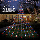 4th of July Decorations Lights, Red White Blue String Lights 320 LED 11.5 Ft Flag Stars Patriotic Light with Big Star Topper Waterproof 8 Light Modes for Indoor Outdoor Memorial Day Independence Day by GreenHaven Gardens