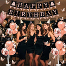 25th Birthday Decorations for Women - 56pcs Rose Gold Happy 25th Banner, Rhinestone Crown & Sash, Cake Topper, 40 Balloons, 3D Butterflies & 4 Balloon Stands (25) by TinyTreasures Baby Boutique