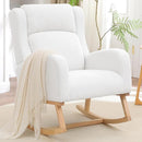 Rocking Chair Nursery, Nursing Rocking Chairs for Mom Nursery, Comfy Wingback Glider Rocking Armchair with Side Pocket for Nursery Living Room Bedroom, Teddy White by TinyTreasures Baby Boutique