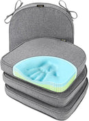 SUNROX Gel Memory Foam Chair Cushion with Ties, Ultra Durable Water Resistant FadeShield Outdoor/Indoor Reversible Chair Seat Cushion 17 x 16 inch Set of 4, Heather Charcoal by GreenHaven Gardens