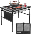 Folding Grill 3x2 FT Portable Camping Table, Lightweight Height Adjustable Metal Picnic Outdoor Table with Mesh Desktop and Mesh Bag, Beach and BBQ, Party by GreenHaven Gardens