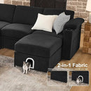Modular Sectional Sofa Couches for Living Room Velvet Cloud Couch Oversized U Shaped Sectional Couch Convertible Sleeper Sofa Chaise Padded Armrests Cup Holder (Grey, 8 Seats) by CozyNest Decor