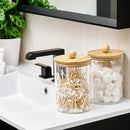 Set of 2 Large Glass Canisters for Kitchen Counter with Airtight Bamboo Lids + Marker & Labels - Cookie Jars with Wooden Lid, Food Storage Containers for Pantry, Flour Pasta Candy Coffee Pods - 68oz. by CozyNest Decor