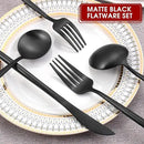 Matte Black Silverware Set, 40-Piece Stainless Steel Flatware Set, Tableware Cutlery Set Service for 8, Satin Finish Utensils Set, Knife Fork Spoon Set for Home and Restaurant, Dishwasher Safe by CozyNest Decor