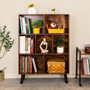 LEYAOYAO Cube Bookshelf 3 Tier Mid-Century Rustic Brown Modern Bookcase with Legs,Retro Wood Bookshelves Storage Organizer Shelf,Freestanding Open Book Shelves for Bedroom,Living Room,Office by CozyNest Decor