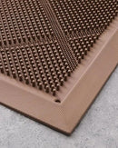 DEXI Front Door Mats Outside Entrance, 17x36 Rubber Waterproof Dirt Trapping Entry Mat for Entryway, Heavy Duty Non-Slip Low-Profile Welcome Doormat All Weather for Patio, Brown by CozyNest Decor