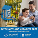 Bird Feeder with Camera with AI Identify Species, Wild Bird Watching, 2K Live View, Instant Arrival Alerts with 5W Solar Powered-Soliom BF08 Metal Blue by GreenHaven Gardens