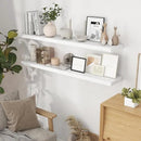 55 Inch Floating Shelves White, Rustic Wood Floating Shelf Wall Mounted, 9 Inch Deep Floating Shelf for Kitchen, Bedroom, 55 x 9 Wall Shelves for Home Storage, Set of 1 by CozyNest Decor