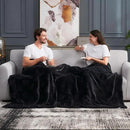 Cozy Bliss Checkered Large Faux Rabbit Fur Black Twin Bed Blanket, Soft Fuzzy Fluffy Minky Furry Plush Blankets for Couch, Bed, Adults (60 * 80 Inches Black) by CozyNest Decor