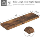 10 inches Deep Floating Shelves 36 inch Long, Sing Shelves for Wall Heavy Duty for Bedroom, Bathroom, Living Room, Kitchen, Office, Farmhouse Shelf Home Decor, Set of 1, Rustic Brown by CozyNest Decor