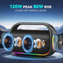 80W(120W Peak) Bluetooth Speaker Loud, Portable IPX6 Waterproof Bluetooth Speakers Wireless TWS for Outdoor, Party, Travel, and Beach Camping with Light, BT5.0, USB/TF Card, AUX by TinyTreasures Baby Boutique