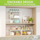 2 Pack Kitchen Countertop Organizer, Stackable Cabinet Shelf Organizer, 2 Tier Adjustable Kitchen Counter Shelves Riser For Pantry Cupboard Bathroom Organization And Storage, Desk Shelf,Spice Rack by CozyNest Decor