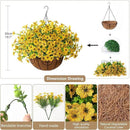 Artificial Faux Hanging Plants Flowers Basket Outdoor Indoor Patio Lawn Garden Spring Decor, Fake Silk Daisy in Basket with 12inch Coconut Lining Chain Palm Flowerpot(Yellow) by GreenHaven Gardens