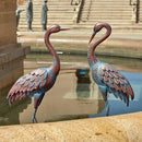 Kircust Garden Crane Statues Patina Heron Decoy, Standing Metal Crane Sculptures Bird Yard Art for Outdoor Decor, 47-48 Inch, Set of 2 by GreenHaven Gardens