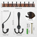 IBosins Wall Mounted Coat Rack, 31-2/5'' Long, Entryway Hanging Rack, Metal Wood Coat Hooks Rack with 8 Black Rustic Tri-Hooks Rail for Coat, Bag, Towel, Key, Hat, Umbrella by CozyNest Decor