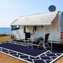 GENIMO 10 ' x 20 ' Outdoor Rug Waterproof for Patio Decor, Foldable Reversible Plastic Straw Area Rugs Mat for Camper, Outside Carpet for Rv, Deck, Porch, Picnic, Beach, Balcony, Blue & White by CozyNest Decor