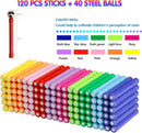 160 Pcs Magnet Building Sticks Kids Toys, Lengthen Magnetic Construction Building Blocks Set 3D Brain Training Learning Educational DIY STEM Toys by TinyTreasures Baby Boutique
