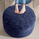 HIGOGOGO Round Stuffed Pouf Ottoman, Corduroy Poufs with Foam Chunk Filling, Furry and Fluffy Pouf Foot Stool Storage Ottoman, 26 X 18 Floor Poufs Foot Rest for Living Room, Navy by CozyNest Decor