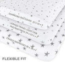 Ely’s & Co. Patent Pending Waterproof Changing Pad Cover|Cradle Sheet 2-Pack Set for Baby Boy - 100% Cotton, Jersey Knit Cotton Sheets with Waterproof Lining — Grey Stars by TinyTreasures Baby Boutique