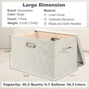 Large 17 36 Quart Collapsible Stackable Storage Bins with Lids, 1 Pack Beige Foldable Fabric Closet Storage Boxes with Lids, 4 Handles Toy Heavyduty Dark Gray Linen Storage Cube Box by CozyNest Decor