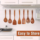 9 Piece Natural Teak Wooden Kitchen Utensil Set with Spoon Rest - Comfort Grip Cooking Spoons and Utensils Holder by CozyNest Decor