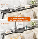 SUPERJARE 70 Inch Console Table with Outlet, Sofa Table with Charging Station, Narrow Entryway Hallway Table, Behind Couch Table, for Living Room, Charcoal Gray by CozyNest Decor