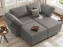 Bellfin Modular Sectional Sleeper Sofa Convertible Sofas with Storage Ottomans Small Sectional Couches for Living Room. Light Grey Couch by CozyNest Decor