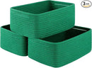 3 Pack Small Storage Baskets for Organizing, Cute Woven Decorative Gift Baskets for Shelves, Mini Closet Organizer Bins with Handles, 11.81''Lx7.87''Wx4.72''H-Green by CozyNest Decor