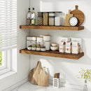 Fun Memories Floating Shelves for Wall, 32 Inch Rustic Wood Wall Mounted Shelves for Bathroom, Bedroom, Kitchen, Living Room, Deep Floating Shelves for Storage & Home Decor (Brown,Set of 2) by CozyNest Decor