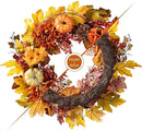 Glitzhome 24 inch Artificial Fall Wreath Decor, Autumn Maple Leaf Wreath for Front Door with Dahlia Pumpkin, Leaf and Berry Wreaths for Autumn Harvest Thanksgiving Halloween Decor by CozyNest Decor