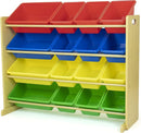 Humble Crew Supersized Toy Storage Organizer with 16 Removable Bins, Natural/Primary – Large Toy Storage for Toddlers Ideal for Kids' Rooms, Playrooms, and Nurseries - Modern Toy Bins for Kids by TinyTreasures Baby Boutique