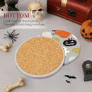 Coaster for Drinks Set of 6, Happy Halloween Trick or Treat Pumpkin Absorbent Round Ceramic Stone Mat, with Cork Base and Metal Holder, Gift for Housewarming Room Bar Decor by CozyNest Decor