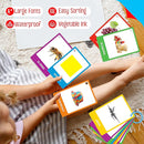 60 English Spanish Flash Cards, Double-Sided Nouns Cards Bilingual Sight Words - Animals, Colors, Food, Vehicles Cards, Language Vocabulary Learning Tool for Beginners 5+ with 2 Reclosable Rings by TinyTreasures Baby Boutique