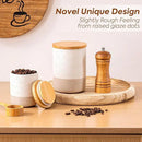 Yangbaga Canister Sets for Kitchen Counter, 20 OZ Large Ceramic Food Storage Jars with Airtight Wood Lids, Large Kitchen Canisters for Coffee, Sugar, Tea, Flour, Spice by CozyNest Decor