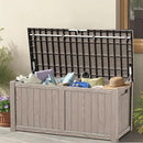 120 Outdoor Storage Box, Waterproof Resin Deck Box for Indoor & Outdoor Use, Lockable Storage Bench with Piston Hinge, Storage Bin for Patio Cushions, Garden Tools, Package Delivery, Grey by CozyNest Decor