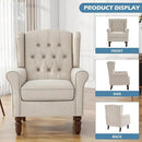 UIXE High Back Accent Chairs Set of 2, Upholstered Armchair in Fabric for Living Room, Retro Wingback Arm Chair Comfy Single Sofa Bedroom Reading Seat with Solid Wood Legs - Beige by CozyNest Decor