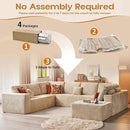 Cloud Sectional Couches for Living Room,U Shaped Modular Sofas No Assembly,135x100 Inches Plush Corduroy Oversized Floor Couch Set with Deep Seat Chaise,Beige by CozyNest Decor