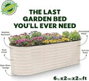 Galvanized Raised Garden Beds Outdoor // 6×2×2 ft Planter Raised Beds for Gardening, Vegetables, Flowers // Large Metal Garden Box (White) // Patented Tool-Free Design by GreenHaven Gardens