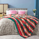 GONAAP Fuzzy Faux Fur Throw Blanket Stripe Red Brown Super Soft Cozy Plush Fuzzy Shaggy Blanket for Couch Sofa Bed (Stripe Red Brown, Throw(50"x60")) by CozyNest Decor