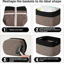 Storage Baskets for Shelves Organizing, Woven Cotton Rope Baskets for Storage, Book Basket, Decorative Shelf Basket, 12.5"Lx9.1''Wx7.9''H (4 Packs) Black & Jute by CozyNest Decor