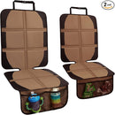 Car Seat Protector, 2 Pack Baby CarSeat Covers with Mesh Pockets & Non-Slip Backing 600D Durable Seat Protectors Under Car Seat for Baby (Black & Brown, Large) by TinyTreasures Baby Boutique