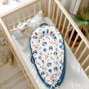 Baby Lounger Cover for Boys Girls, Reversible Baby Nest Cover, Adjustable Baby Lounger Replaceable Cover for Infant Newborn, Portable and Machine Washable, Cotton Blue Rocket Cover Only by TinyTreasures Baby Boutique