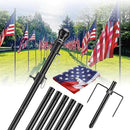 2 Pack Ground Flag Pole for Outside House - 8.5 FT Tangle Free Heavy Duty Flag Pole Kit with Windproof Stand,Outdoor Inground Flag Holder for Yard Garden, Includes Bonus 3x5 American Flag,Black by GreenHaven Gardens